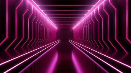 A corridor with black bars and Pink and white light behind it, in the style of optical geometry, 8k 3d, strong diagonals, neon lights, minimalist stage designs, zigzags, neon and fluorescent light 