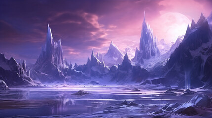 Fantasy landscape with sandy glaciers and purple cry