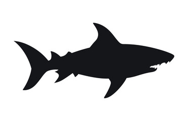 Obraz premium A Basking Shark Silhouette isolated on a white background, A Black Vector Shark
