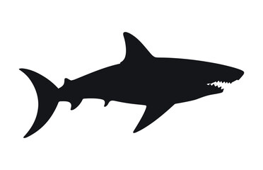 Obraz premium A Basking Shark Silhouette isolated on a white background, A Black Vector Shark