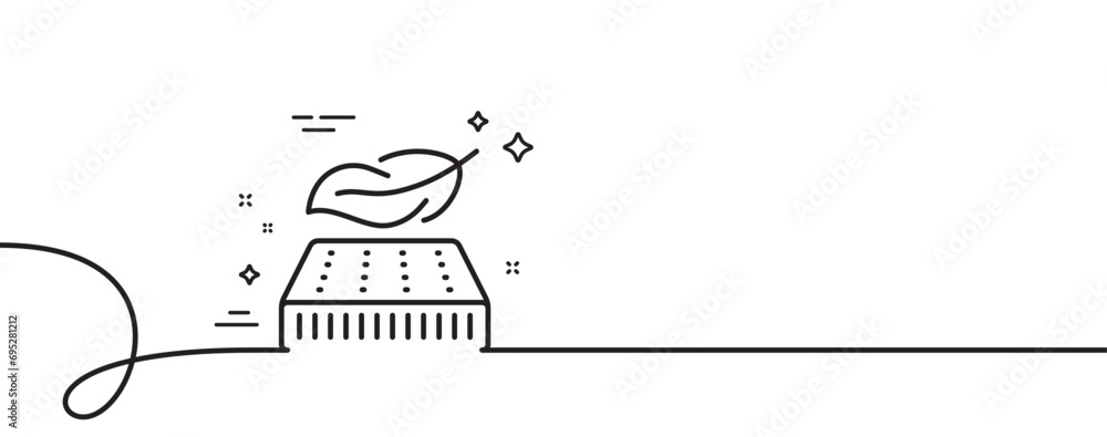 Poster lightweight mattress line icon. continuous one line with curl. orthopedic pad sign. breathable sleep