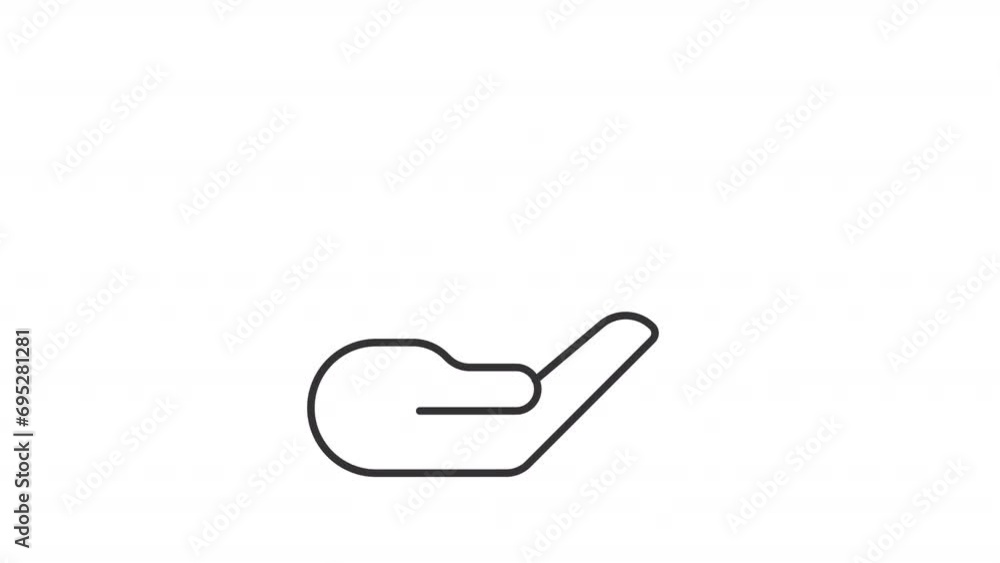 Poster 2d black simple thin line animation of alms icon, hd video with transparent background, seamless loo