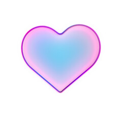 Heart shaped neon light isolated on transparent background