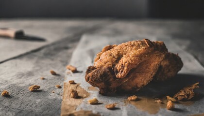 Copy Space image of Classic Southern Fried Chicken on dark background.
