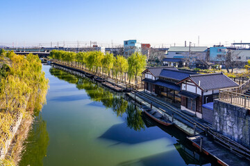 Naklejka premium 水郷潮来あやめ園 ろ舟遊覧船（茨城県潮来市）