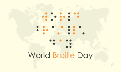 Obraz premium World Braille Day is celebrated every year on January 4. Vector illustration on the theme of World Braille Day. Template for banner, greeting card, poster with background.