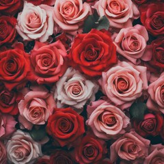 Background of Roses and Flowers - Romantic Concept for Valentine or Mother's Day