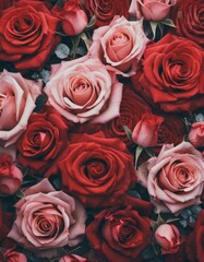 Background of Roses and Flowers - Romantic Concept for Valentine or Mother's Day