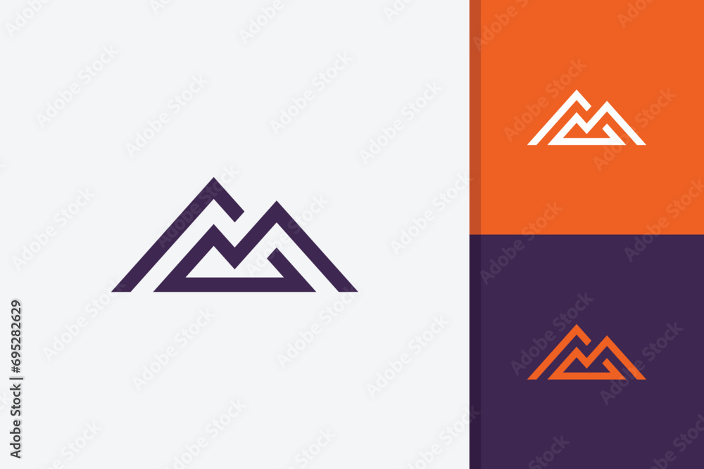 Wall mural simple minimalist mountain logo design vector template