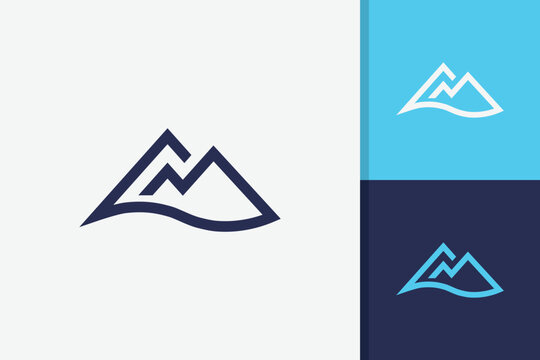 Fototapeta simple minimalist mountain logo design icon vector template