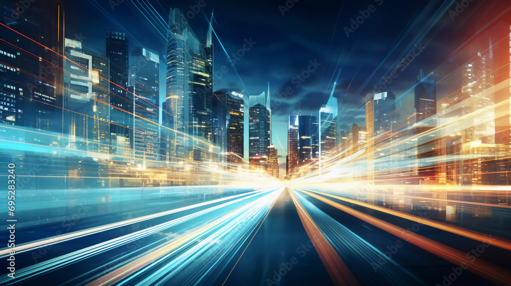 Poster abstract background of high speed global data transfer and super fast broadband in futuristic tech c