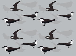 Bird Sooty Tern Noddy Cartoon Cute Seamless Wallpaper Background - obrazy, fototapety, plakaty