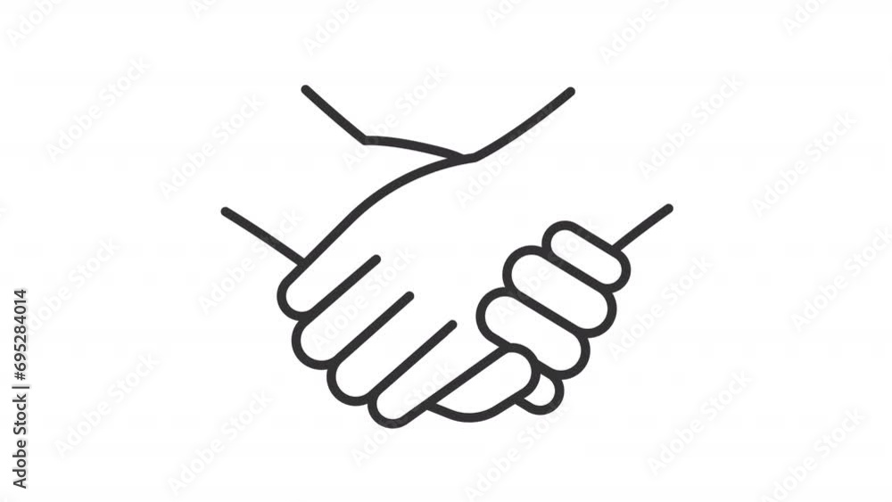 Poster 2d black simple thin line animation of support icon, hd video with transparent background, seamless 