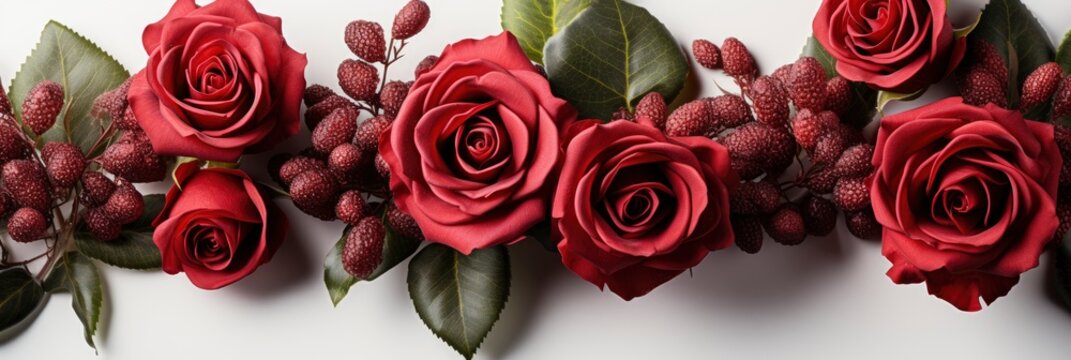 Fresh Red Rose On White Background , Banner Image For Website, Background, Desktop Wallpaper