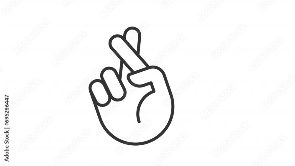Poster set of black thin linear icon animations representing hand gesture, simple hd video with transparent