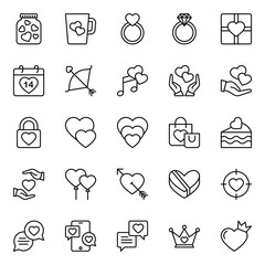 Outline icons set for Valentine's day.