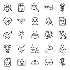 Outline icons set for Valentine's day.
