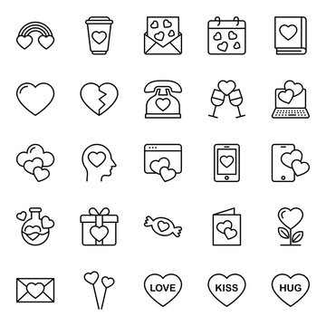Outline icons set for Valentine's day.