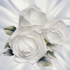 White rose on a white background. 3D rendering. Close up.