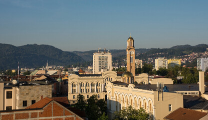 A rooftop panoramic view over Banja Luka, the capital city of the Republika Srpska section of...