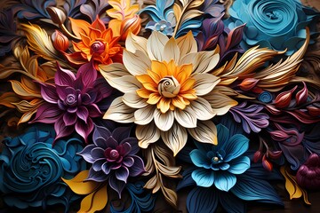 A kaleidoscopic arrangement of liquid colors forming intricate and mesmerizing patterns on a textured background