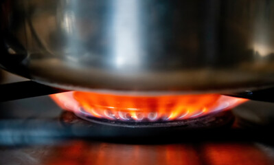  closeup view of a burning gas stove