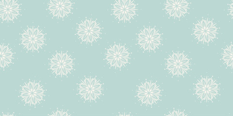Christmas seamless pattern with snowflakes. Retro textile. Winter background  for greeting card, wrapping paper design, fabric. Christmas decoration. Vector illustration.