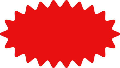 Starburst red sticker set - collection of special offer sale oval and round shaped sunburst labels and badges. Promo stickers with star edges. Vector.