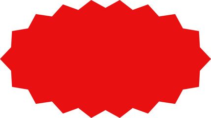 Starburst red sticker set - collection of special offer sale oval and round shaped sunburst labels and badges. Promo stickers with star edges. Vector.