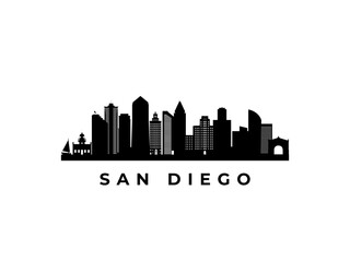Vector San Diego skyline. Travel San Diego famous landmarks. Business and tourism concept for presentation, banner, web site.