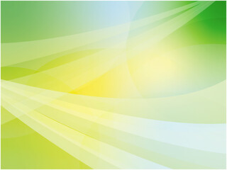 ドリーミーでメルヘンチックな波模様の抽象背景素材_グリーン×イエロー系