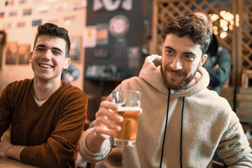 Cheerful Friends Toasting With Beer