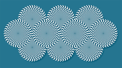 Classic illusion rotating snake. Dimension 16:9. Vector illustration.