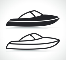 motorboat icon on white background
