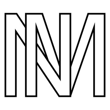 Logo sign nm mn icon double letters logotype n m