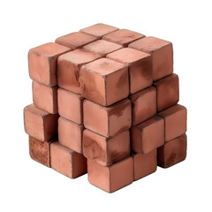 Heap of red bricks isolated on transparent background