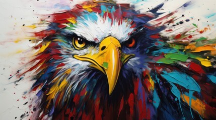 Fototapeta premium colorful oil painting of a eagle face