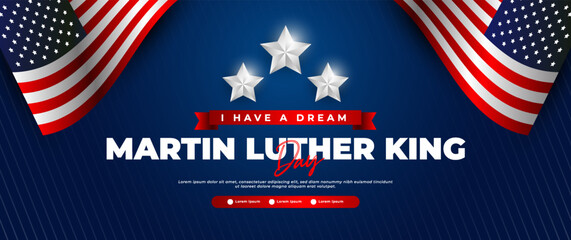 Martin Luther King Day banner design with American flag elements
