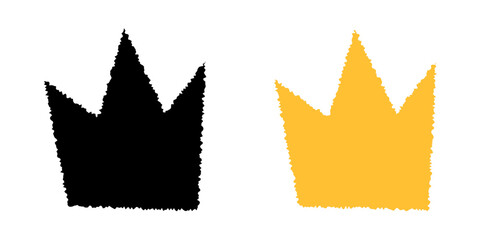 crown texture icon. Torn edges, grunge crown illustration.