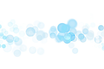 青色と白色の玉ボケが重なる抽象的な背景