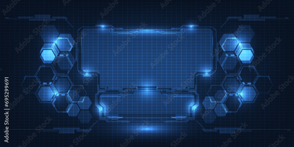 Poster vector illustration of futuristic screen panel or window.digital hi tech digital interface backgroun