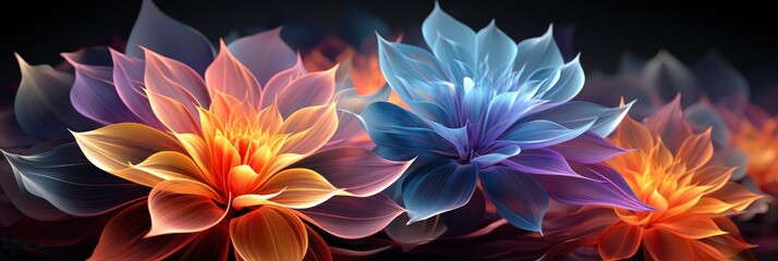 Colorful Bright Flower Modern Fractal Art , Banner Image For Website, Background, Desktop Wallpaper