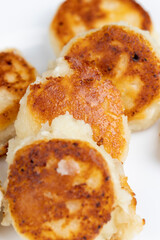 homemade small cheesecakes pancakes close-up