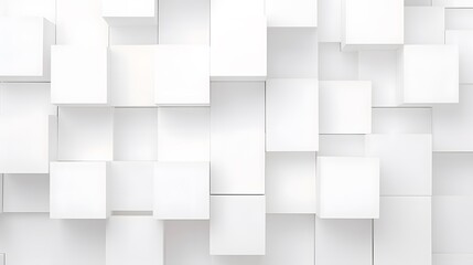 White cube boxes pattern wall background. Minimal trendy clean geometry banner. 