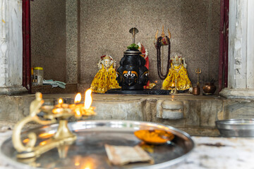 hindu Lord Shri Ekling Shivalinga at temple from unique angle