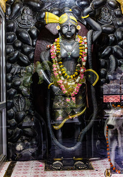 hindu god shrinathji the little krishna statue from flat angle