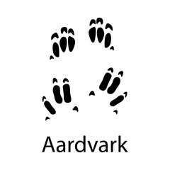 Aardvark paw print black isolate on white background .African animal vector illustration, wild animal doodle style for different design uses , book, banner , flayer or fabric pattern.	