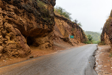 Haldighati is a historical mountain pass war place at rainy day from different angle