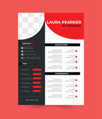 Resume or CV Layout with Red Accents design template