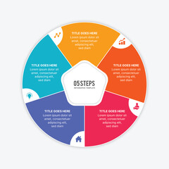 Circle Round Cycle Business Infographic Design Template with 5 Options